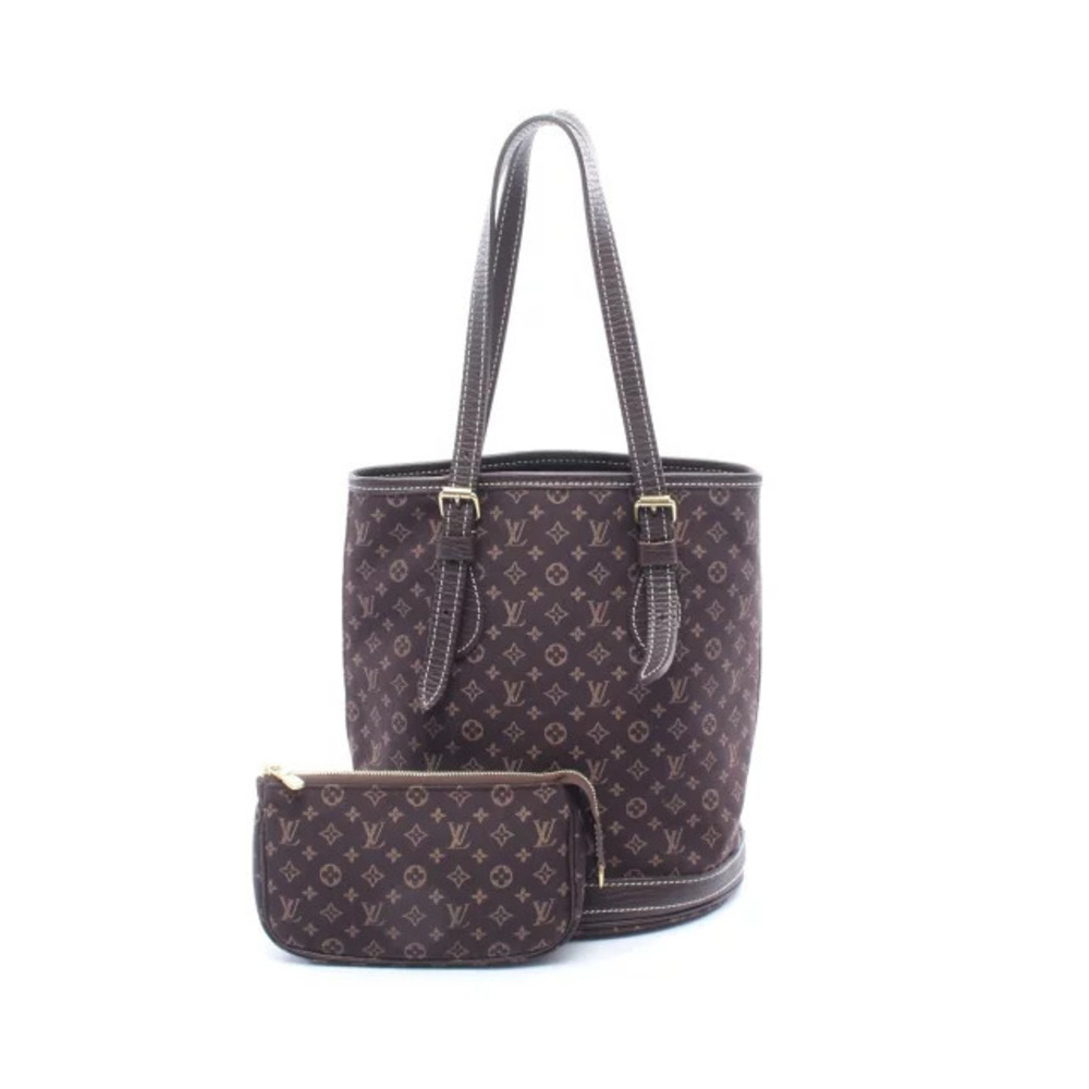 Louis Vuitton Bucket Tote Bag Canvas Leather Monogram Lin Brown